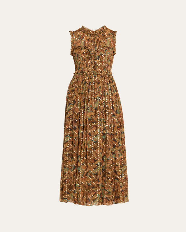 Kasia Paisley Ruffled Maxi Dress